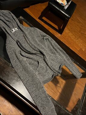 Men's Gray Zip-Up Hooded Sweater